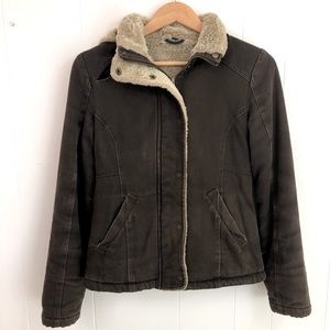 Hemp Hoodlamb Brown Faux Fur Lined Hooded Hemp Coat